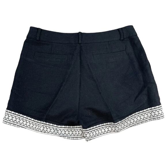 Kate Spade NY Black Linen White Geometric Embroidered Lining Shorts sz US 2 NEW - Picture 6 of 11